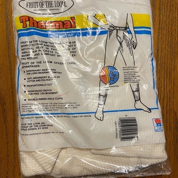 Fruit of the Loom New Old Stock Vintage Men’s Size 2XL Thermal Long Underwear - Picture 2 of 6